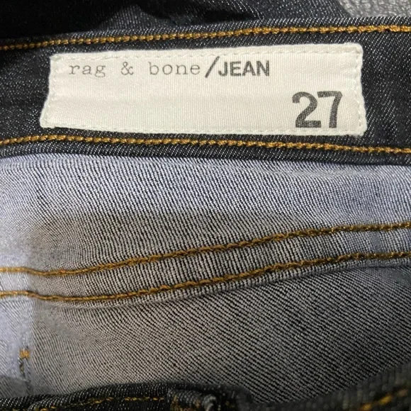 RAG & BONE Mid-Rise Black Rae Skinny Dark Wash Cotton Blend Jeans Size 27 - Picture 6 of 8